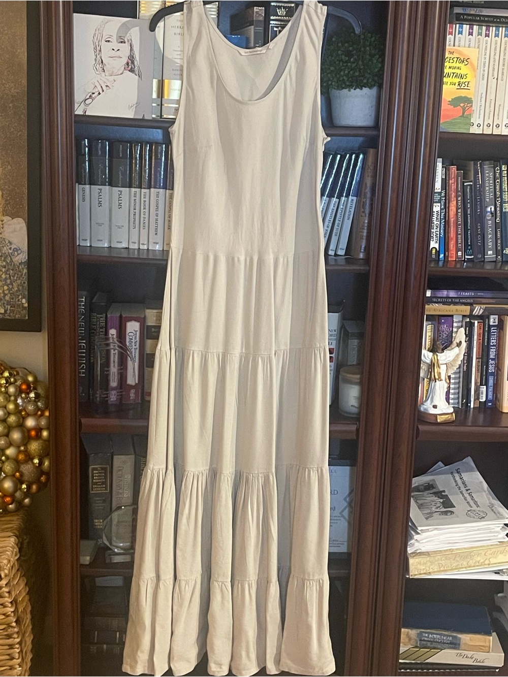 Soft Surroundings Sleeveless Triple-Tiered Maxi Dress in Cream